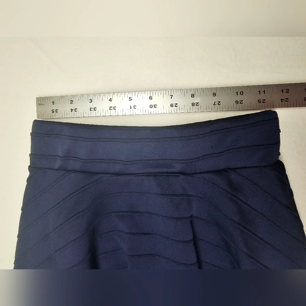 Tiffany & Grey Navy Blue A-Line Midi Skirt‎ Textured Elegant Career